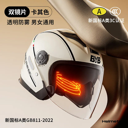 2024 New Motorcycle & Electric Car Helmet – Men’s & Women’s Safety Helmet with Anti-Fog Double Lens, Four Seasons Universal