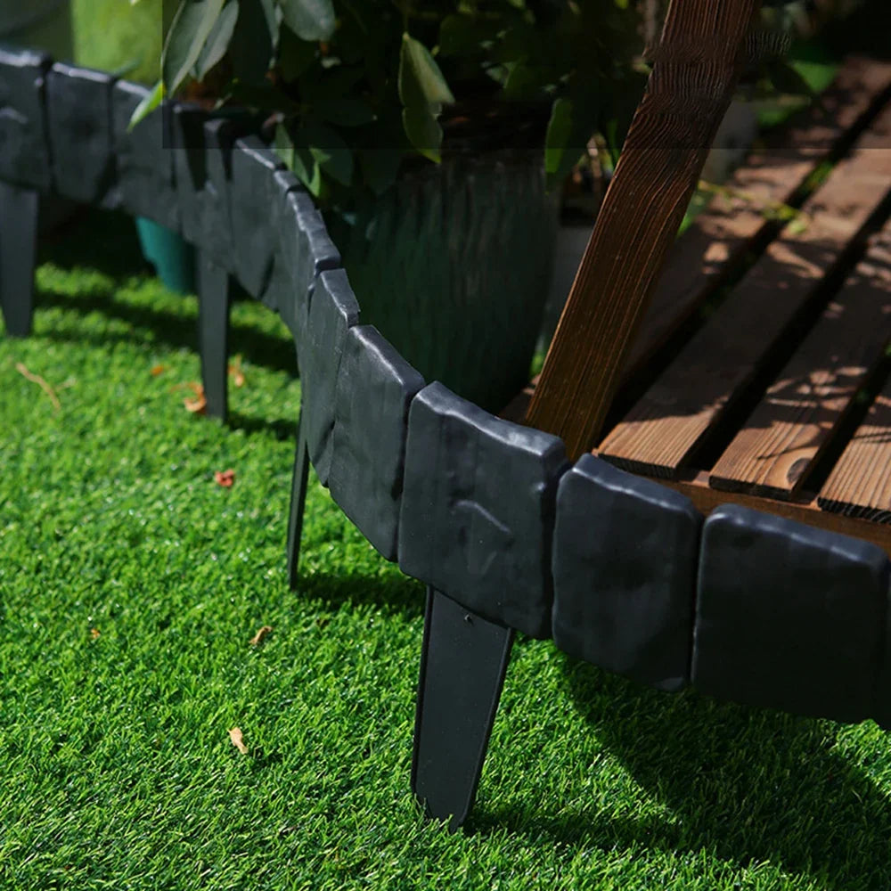 10PCS Garden Fence Stakes - Imitation Stone Decorative Plant Support Lawn Edging Border