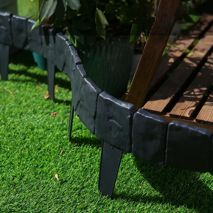 10PCS Garden Fence Stakes - Imitation Stone Decorative Plant Support Lawn Edging Border