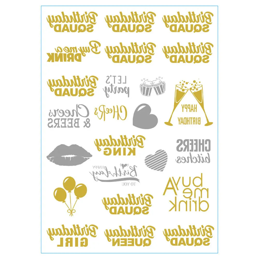 Waterproof Gold Foil Temporary Tattoo Stickers – Crown & Ring Bridal Party Body Art Decals