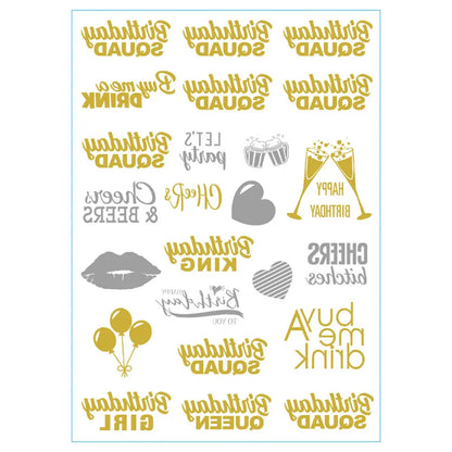 Waterproof Gold Foil Temporary Tattoo Stickers – Crown & Ring Bridal Party Body Art Decals
