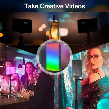 RGB LED Video Light Panel: CRI95+ 2500-9000K with LCD Display - Cold Shoe Mount for Vlog, Live Streaming, DSLR Photography