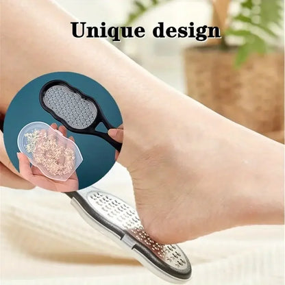 Professional Stainless Steel Foot File – Ergonomic Handle Pedicure Tool with Coarse & Fine Abrasive Surface Splash-Proof Design