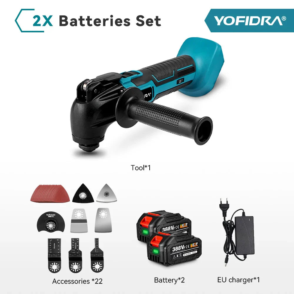 YOFIDRA Cordless Oscillating Multi-Tool – 6-Speed Electric Cutting, Polishing & Trimming Machine for 18V/21V Battery