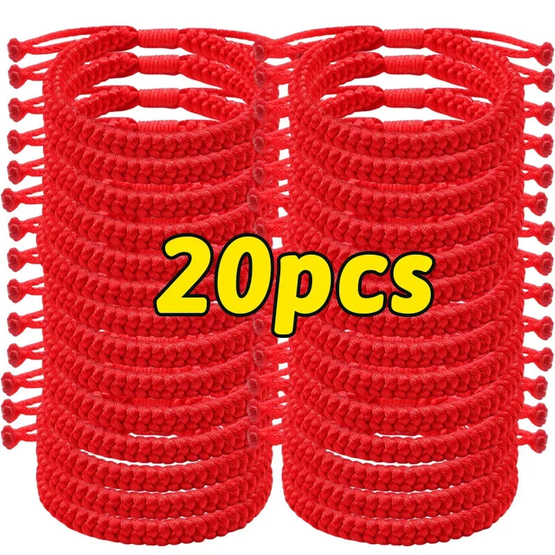 Lucky Red Thread Bracelet — Adjustable Tibetan Buddhist Handwoven Braided Rope Jewelry for Men and Women Wristbands