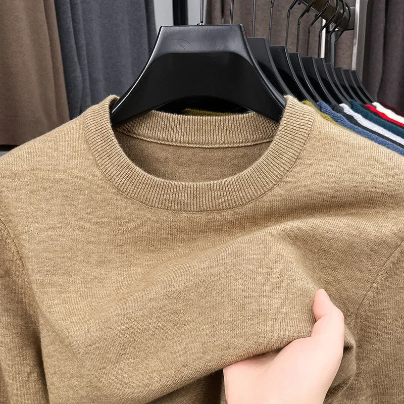 Men's Casual Diamond Pattern Sweater - Round Neck Long Sleeve Knitted Fashion Pullover Versatile Top