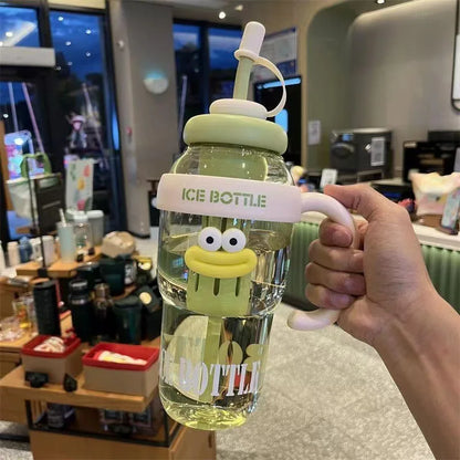 1100ML Sports Water Bottle for Women – Large Capacity Cute Aesthetic Straw Cup, Portable for Summer, Home & Outdoor Use