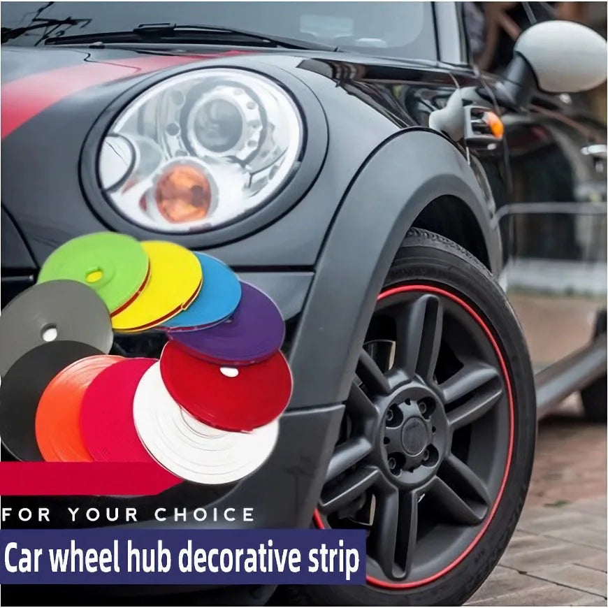 8-Meter Red Car Bumper Decorative Strip - Wheel Hub Ring Moulding Trim for Edge Protection and Exterior Car Styling Accessories
