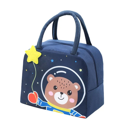 Cartoon Children’s Lunch Bag – Thermal Insulated, Waterproof Oxford Cloth Tote with Aluminum Film, Portable and High-Quality