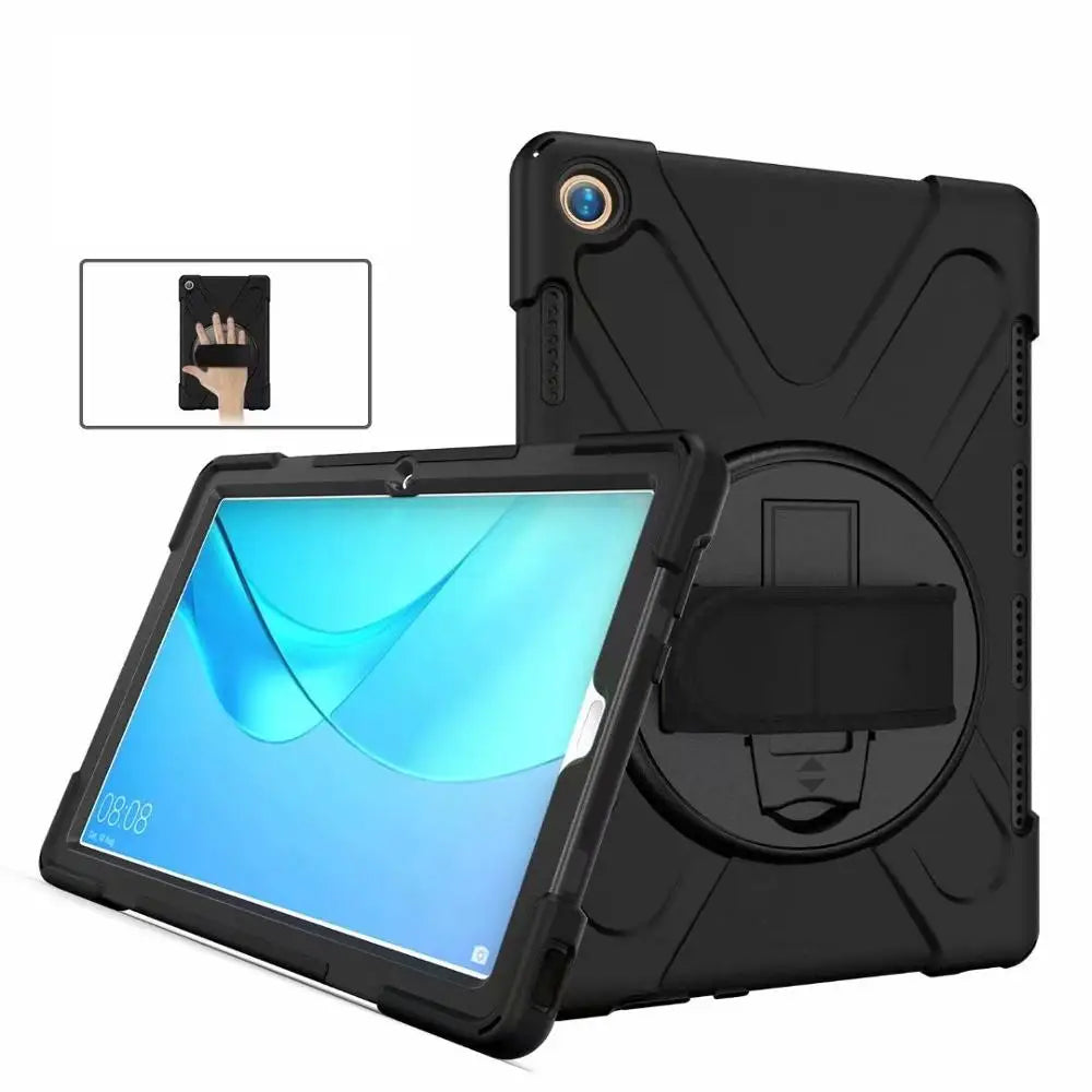 Huawei MediaPad M5 10.8 Case - 360° Rotating Hand Strap Shockproof Protective Stand Cover