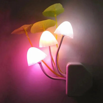 Mushroom Night Light with Light Sensor – Colorful LED Novelty Fungus Lamp 220V EU/US Plug Decorative Bedside Night Light