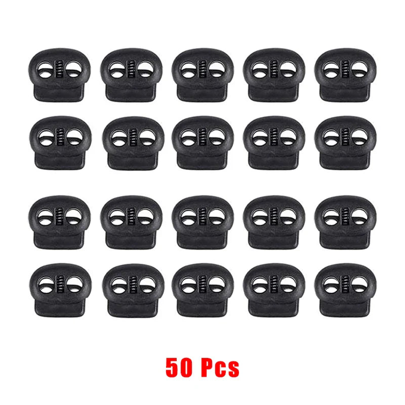 50pcs Plastic Cord Lock Toggle – DIY Spring Stopper for Lanyards, Drawstrings, Shoelaces & Clothing