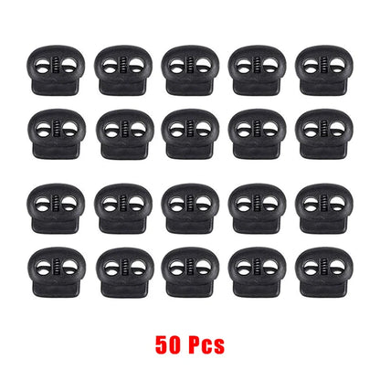 50pcs Plastic Cord Lock Toggle – DIY Spring Stopper for Lanyards, Drawstrings, Shoelaces & Clothing