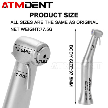 Dental 20:1 Implant Contra Angle Handpiece – Slow Speed for E-Type Micromotor, Compatible with Dental Implants