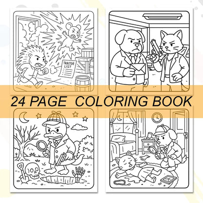 Crime Scenes Cute & Cozy Coloring Book - 24-Page Adorable Creepy Creatures Halloween DIY Drawing Book for Adults