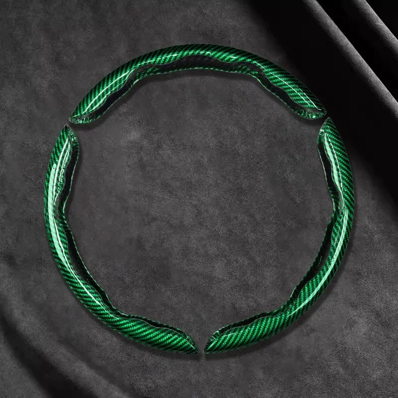2/3PCS Universal Car Steering Wheel Cover — Laser Carbon Fiber, Silicone & 1K Microfiber Leather, Non-Slip PVC Booster