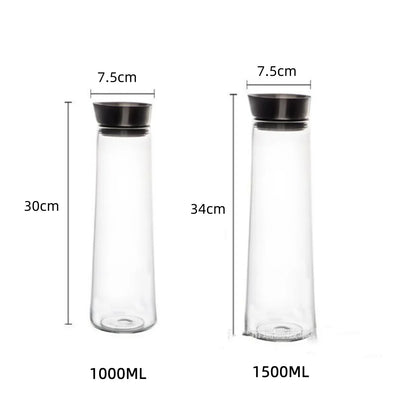 1.5L Glass Pitcher with Lid - 52oz Fridge Carafe for Hot & Cold Water, Iced Tea, Coffee & Juice