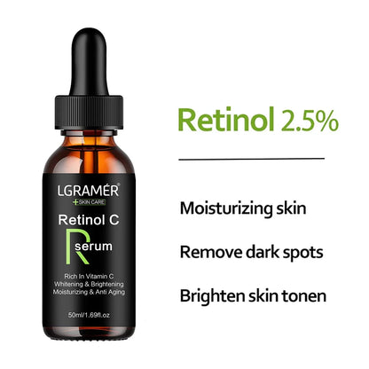 Retinol Anti-Aging Serum – Wrinkle Removal, Pore Shrinking, Whitening & Moisturizing Face Firming Oil