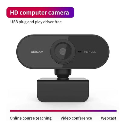 1080P HD USB Computer Camera – Built-In Microphone Web Cam for Work & Tripod Use