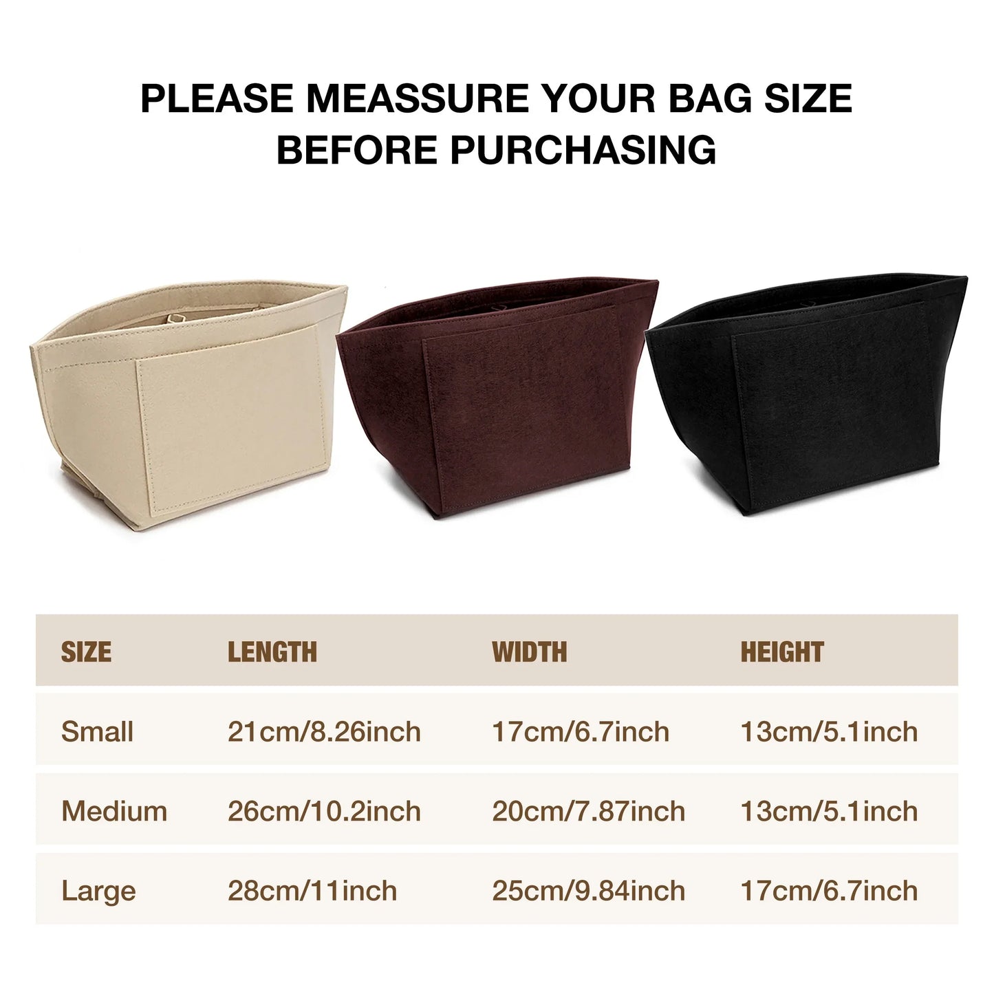 Felt Insert Bag for Longchamp Handbags — Portable Purse Organizer & Makeup Bag Liner for Travel