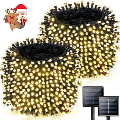 LED Solar Fairy Lights - IP65 Waterproof Outdoor String Lights with 8 Lighting Modes for Christmas & Wedding Decor