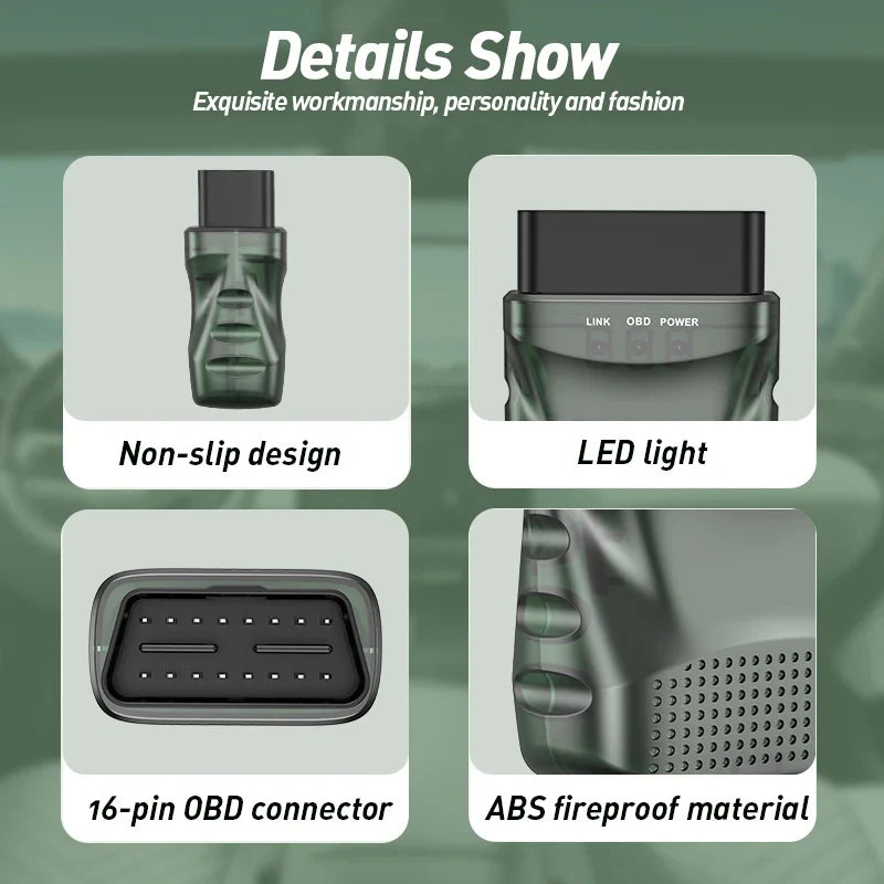 Bluetooth OBD2 Scanner - OBDII/EOBD Car Code Reader with Reset Diagnostic Tool