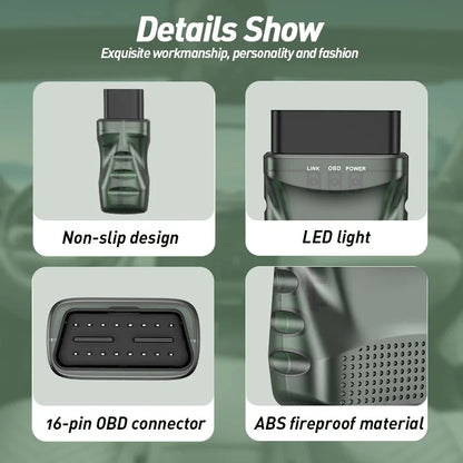 Bluetooth OBD2 Scanner - OBDII/EOBD Car Code Reader with Reset Diagnostic Tool