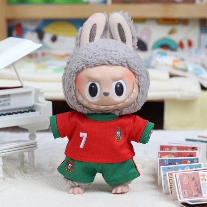 17cm Labubu Doll Clothing DIY Football Sportswear – Size 7 Vinyl Pendant Toy for Boys V1 V2 V3