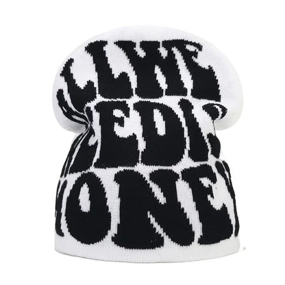 Y2K Letter Knitted Beanie Cap – Unisex Winter Autumn Warm Ski Skullcap, Hip Hop Streetwear Ear Cover Hat for Men & Women
