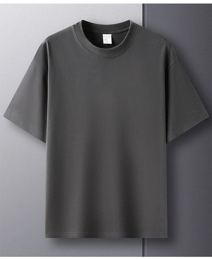 100% Pure Cotton Men’s Summer T-Shirt – High-End Short Sleeve Round Neck Breathable Fashion Top