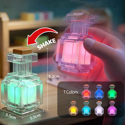 Rechargeable 7-Color Night Light - Mini Liquid Medicine Bottle Pixel Lamp for Bedroom Decor & Kids Gifts