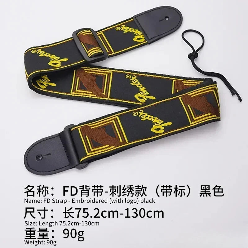 Embroidery Guitar Strap - Leather Acoustic & Electric Guitar Widening Shoulder Belt for Folk & Classical Guitars
