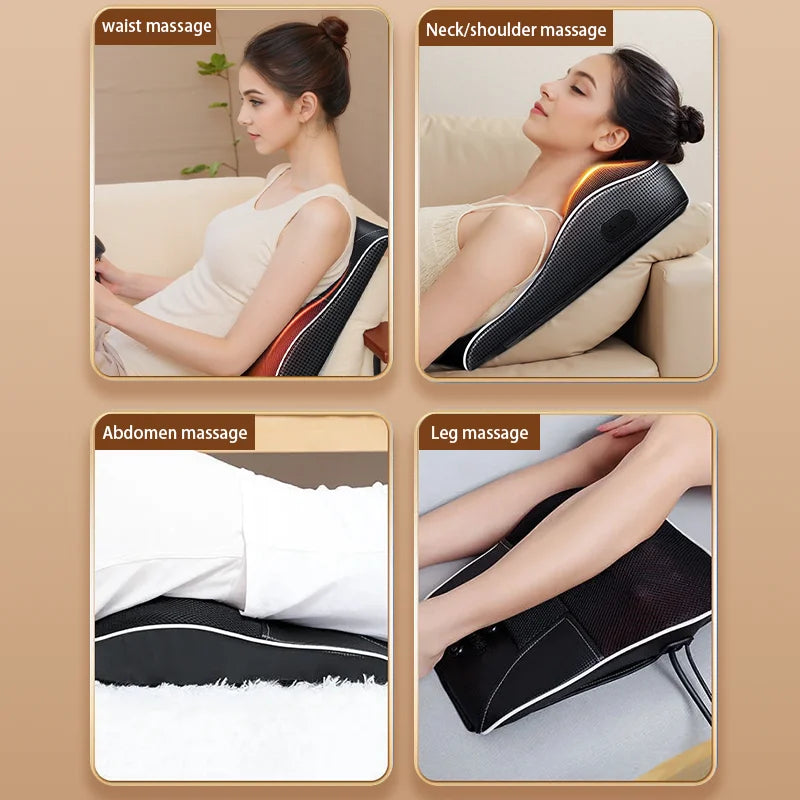 Electric Shiatsu Neck & Back Massager Pillow with Heating & Vibration – Manufacturer Direct Cervical Traction Body Massager for Car