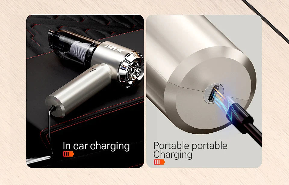 SZUK C012MAX Car Vacuum Cleaner – Strong Suction Wireless Portable Handheld Blower for Home and Car Cleaning