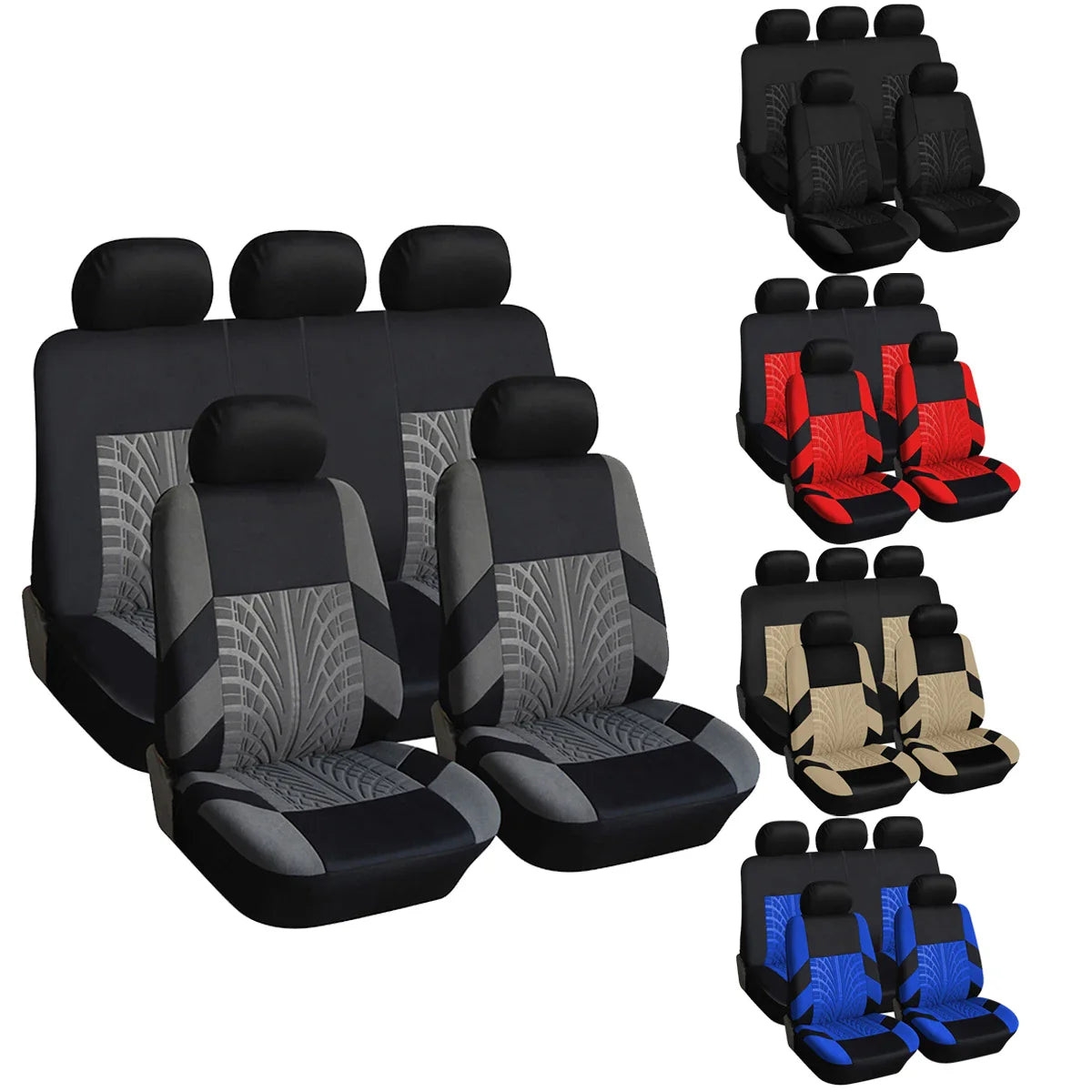 Customizable Four Seasons Universal Polyester Full Set Car Seat Covers – All-Season Automotive Interior Protection for Cars, SUVs & Vans