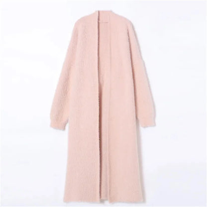 023 Autumn/Winter Lazy Style Loose Knee-Length Knitted Sweater Cardigan Coat – Thickened Pure Imitation Mink Fleece for Women