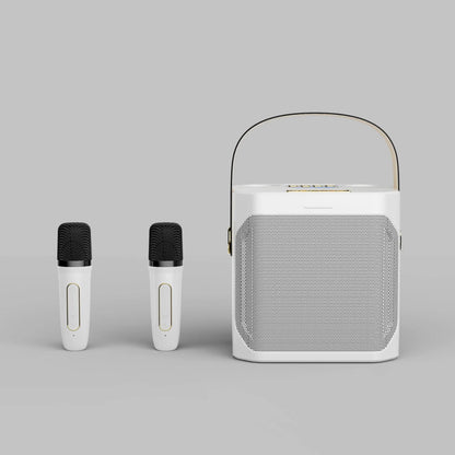 Portable Karaoke Bluetooth Speaker - High Power 360 Stereo Surround, Waterproof, Wireless Subwoofer, Dual Microphone Boombox