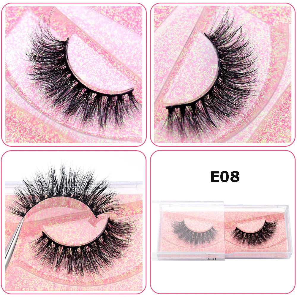 3D Real Mink False Eyelashes – Thick Handmade Strip Lashes with Glitter Packing for Makeup Beauty D101