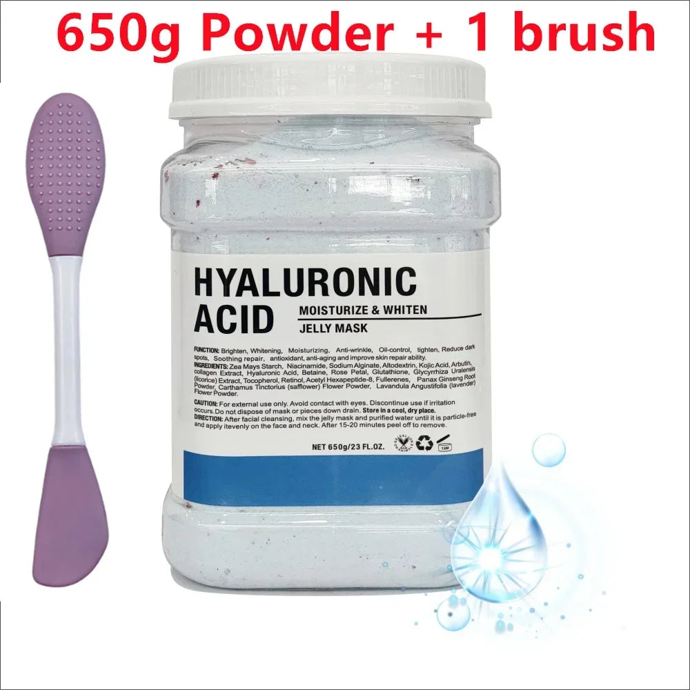 650g Chamomile Hyaluronic Acid Jelly Mask – Rose Moisturizing Facial Powder with Silicone Brush for Skin Elasticity