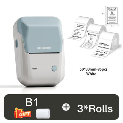 NIIMBOT B1 Portable 2-Inch Thermal Label Printer – Mini Bluetooth Adhesive Sticker Maker for Smartphone & PC