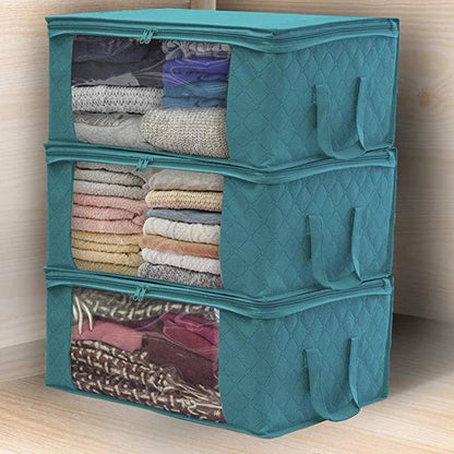 Large Capacity Foldable Clothing Storage Box — Non-Woven Fabric Organizer with Zipper for Quilts and Clothes