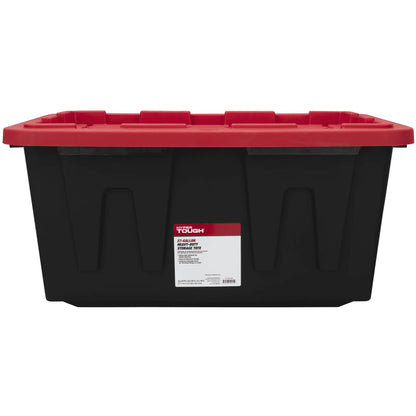 4-Pack 27 Gallon Large Storage Bins – Stackable Plastic Containers with Snap-On Lid, Black & Red