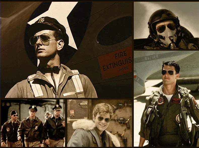 RE Military Aviation Sunglasses — Vintage Titanium Frame Pilot Glasses for Men & Women