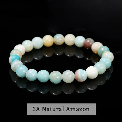 Natural Stone Beaded Bracelet - Obsidian, Fluorite & Quartz Healing Stretch Jewelry for Men & Women