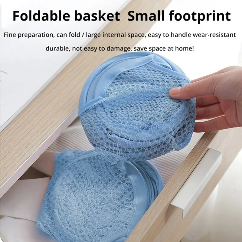 Blue Mesh Pop-Up Square Laundry Basket - Collapsible Toy Organizer Bag for Dorm - Dirty Clothes Storage Solution