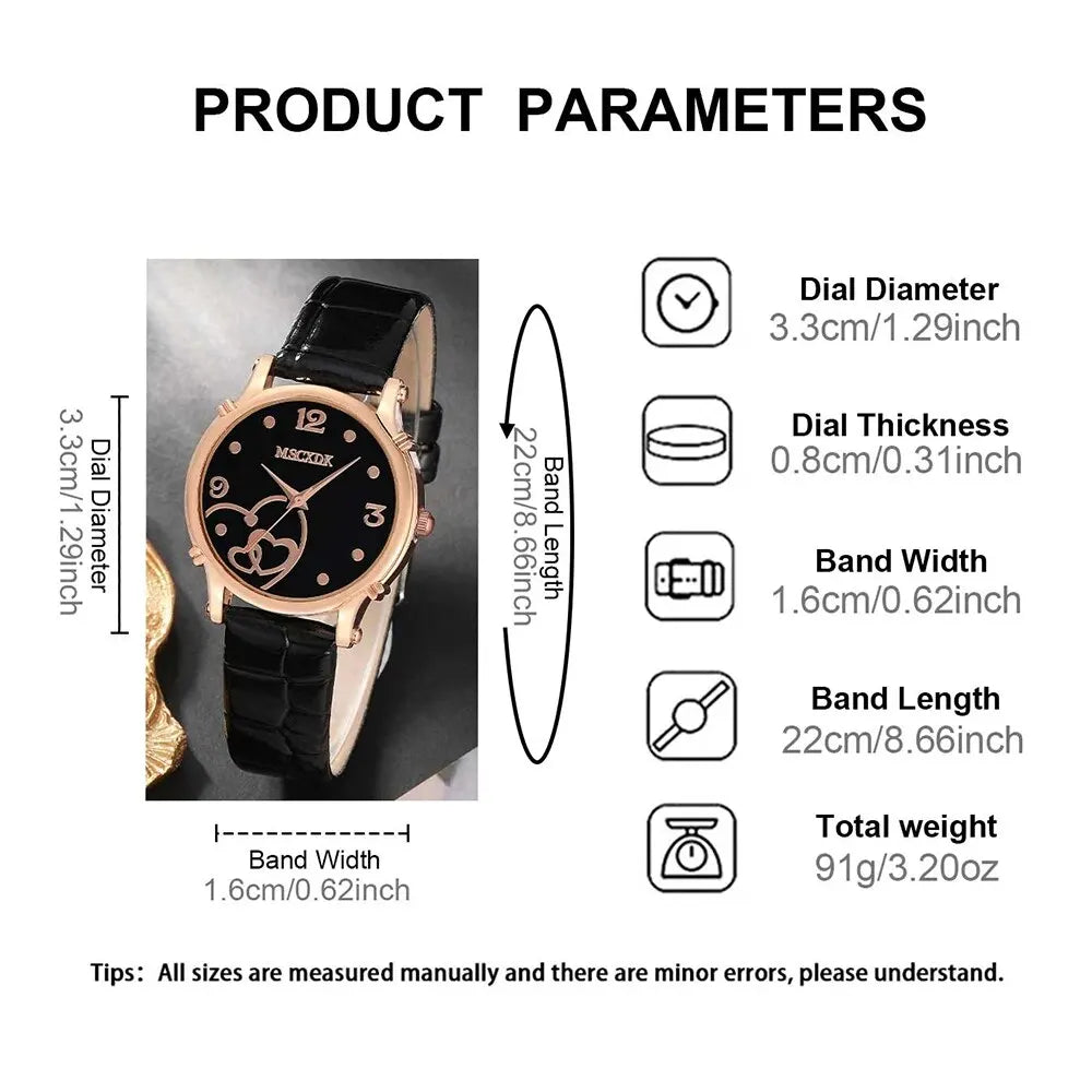Women’s Fashion Leather Belt Watch Set – Butterfly Wallet, Glasses, and Quartz Wristwatch Dress Clock Montre Femme