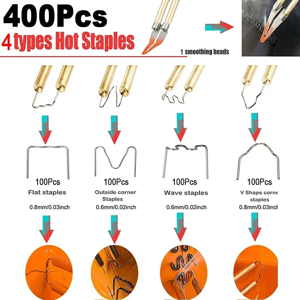 Upgraded 2-in-1 Plastic Welding Kit – 200W Hot Stapler & Soldering Gun with 6/4 Types Staples for Car Bumper Repair