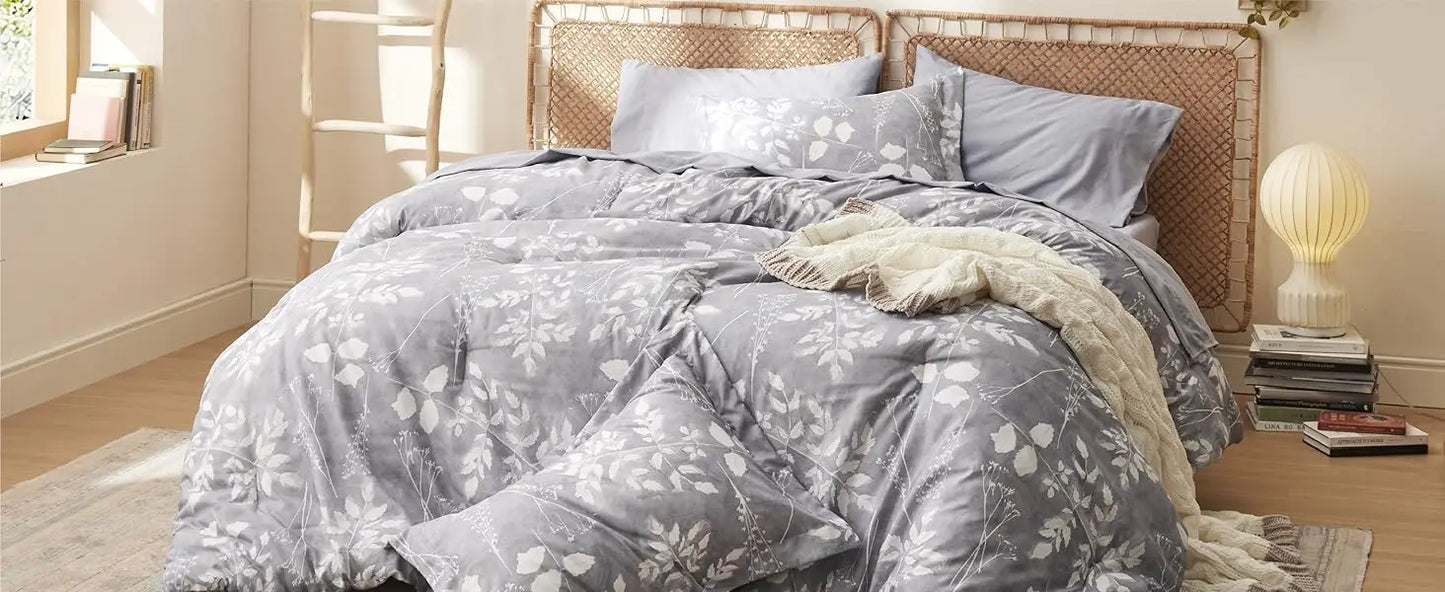 Bedsure 7-Piece Floral Comforter Set – Reversible Botanical Bedding with Sheets, Pillowcases & Shams