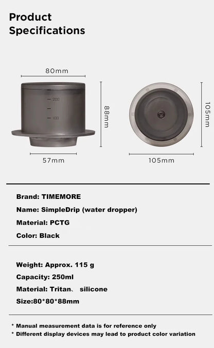 TIMEMORE SimpleDrip Water Dropper — 13-Hole Lid for Uniform, Stable Water Flow