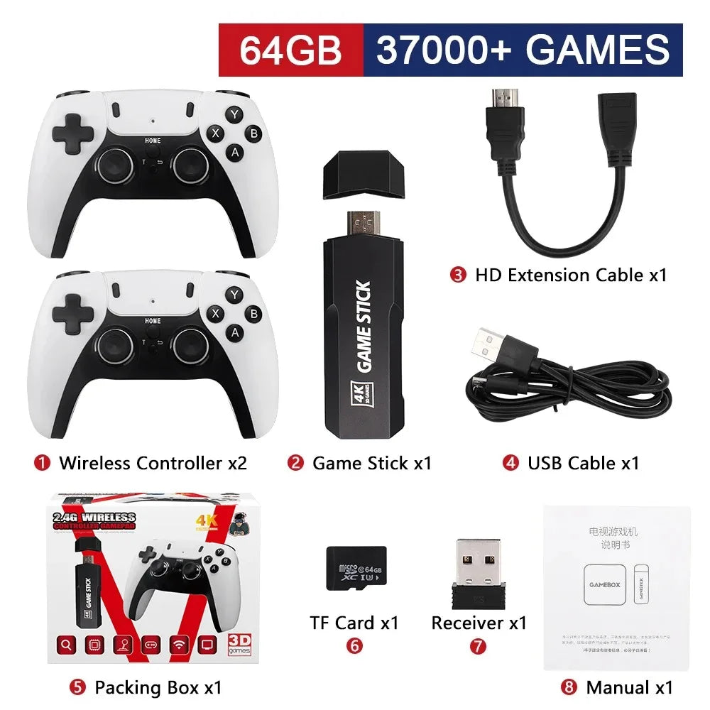 New GD10 PRO Video Game Stick Console – 4K, 58,000 Retro Games, 256GB, 2.4G Wireless Controllers, Perfect Christmas Gift